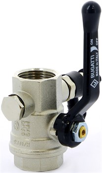 Кран шаровый Bugatti Oregon (330), ВР-ВР (ручка) 1 1/2", с заглушкой 1/4", дренажным вентилем - фото 69381