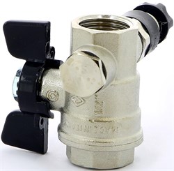 Кран шаровый Bugatti Oregon (332), ВР-ВР (бабочка) 1/2", с заглушкой 1/4", дренажным вентилем - фото 69388