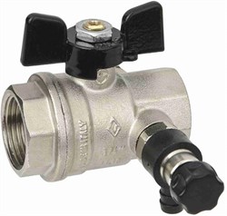 Кран шаровый Bugatti Oregon (332), ВР-ВР (бабочка) 1/2", с заглушкой 1/4", дренажным вентилем - фото 69393