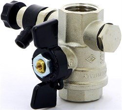 Кран шаровый Bugatti Oregon (332), ВР-ВР (бабочка) 1", с заглушкой 1/4", дренажным вентилем - фото 69401