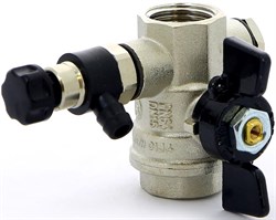 Кран шаровый Bugatti Oregon (332), ВР-ВР (бабочка) 1", с заглушкой 1/4", дренажным вентилем - фото 69403