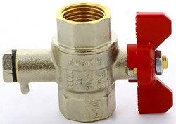 Кран шаровый Tiemme ВВ с отверстием для термометра (бабочка) 1/2" - фото 70721