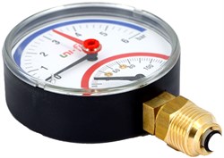 Термоманометр радиальный Uni-Fitt 1/2", 6 бар, 80 мм - фото 77635