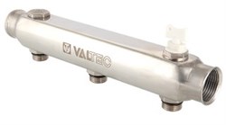 Коллектор Valtec нерегулируемый 1" (Вр) из нержавеющей стали, 7 вых х 1/2" Нр, межосев. рас. 100 мм - фото 78520