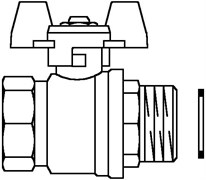 Кран шаровый Oventrop с плоским уплотнением (бабочка) G1&quot; ВР х G1&quot; НР