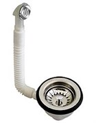 Выпуск для мойки с переливом Bonomini 1 1/2" с нержавеющей решеткой D=113мм, круглый наконечник (1975LX64B0)