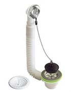 Выпуск с переливом Bonomini 1 1/2" с нержавеющей решеткой D=70мм, круглый наконечник с пробкой и цепочкой (1945CN64B0)
