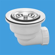 Выпуск для сифона угловой McALPINE 1 1/2" с нержавеющей решеткой D=113мм (MRSKW7E)