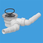Выпуск для сифона с двумя носиками McALPINE 1 1/2" с нержавеющей решеткой D=70мм (MRSKW2-WM)