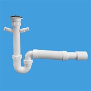 Сифон трубный без выпуска 1 1/2" P-образный с двумя носиками и гофрой McALPINE (MRSK10)