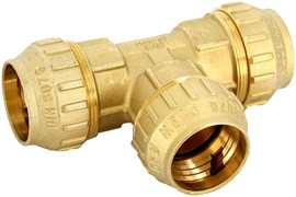 Тройник компрессионный для ПНД труб латунный Tiemme 63