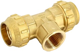 Тройник компрессионный для ПНД труб латунный Tiemme ВР 50 x 1 1/2"
