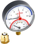 Термоманометр радиальный Uni-Fitt 1/2", 6 бар, 80 мм